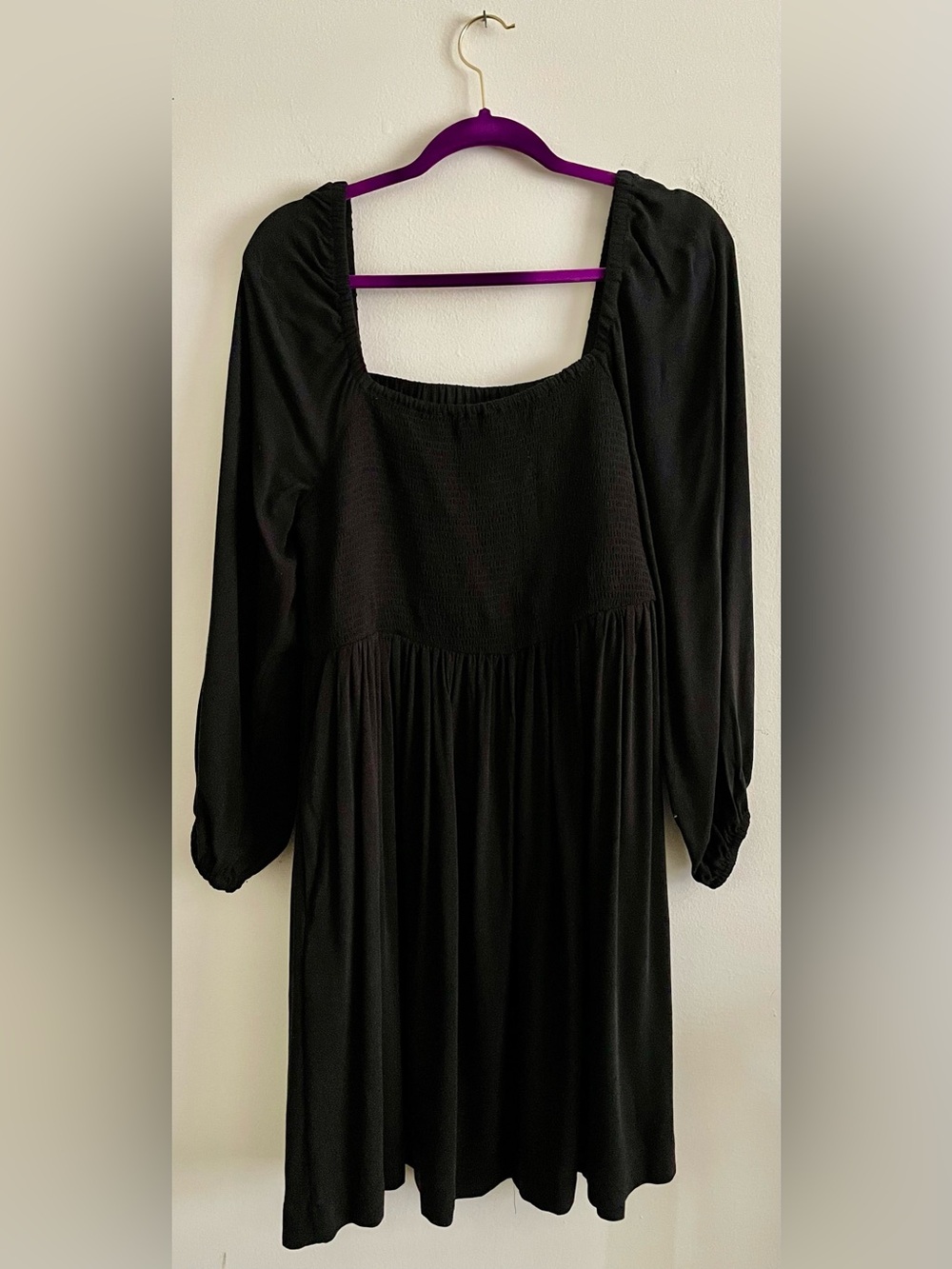 🖤 NWT Old Navy Black Smocked Square-Neck Long Sleeve Dress 🖤